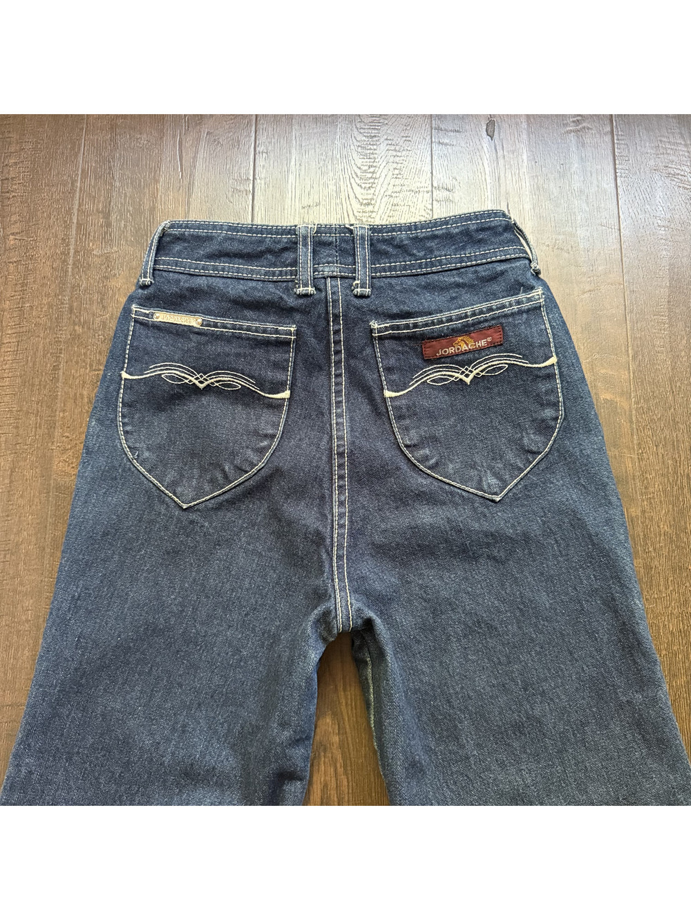 Vintage 80s Jordache High Rise Straight Leg Jeans 25x28 Dark Wash Rodeo Hippie